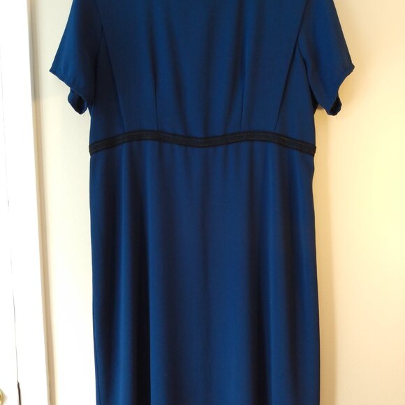 Amish Mennonite Cape Dress 40"B 32"W Blue with Black Lace Modest - Picture 2 of 10